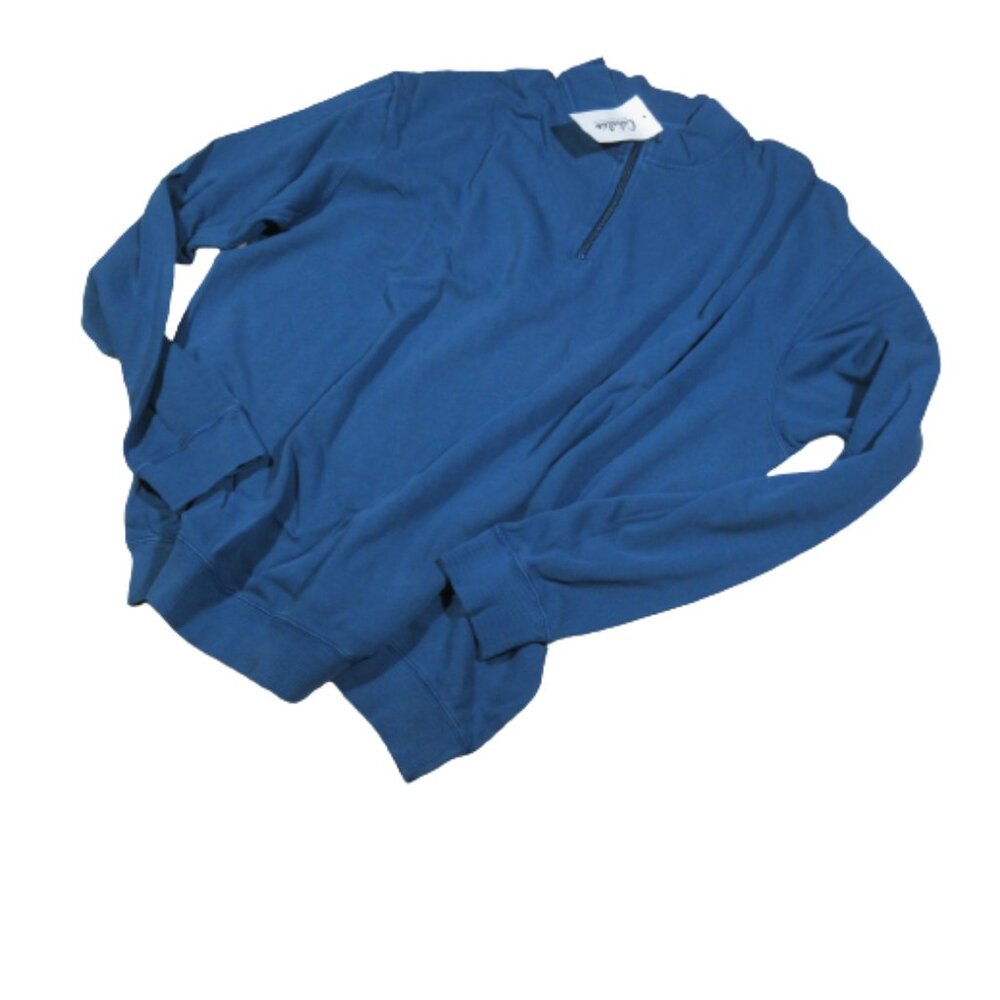 Cabela's blue antique‎ 1/4 zip pullover, slub yarn